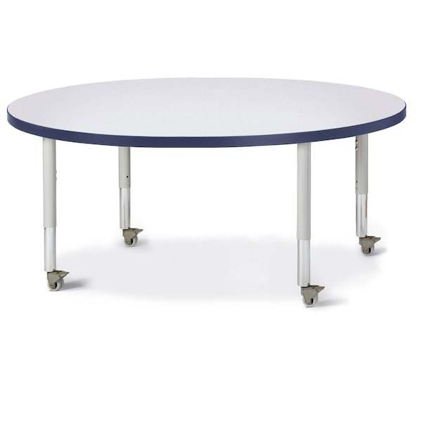 Berries Round Activity Table, 48 in. Diameter, Mobile, Freckled Gray/Navy/Gray